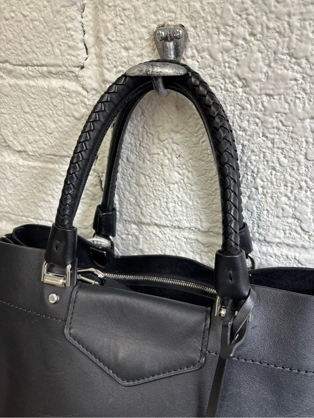 Michael Kors Blakely Black Leather Braided-Handle Tote